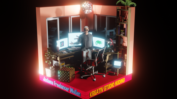 Jochens Freelancer Wellen im Kreativ Studio Nuding in virtuellen Räumen erleben Vorschaubild zum Clip 001