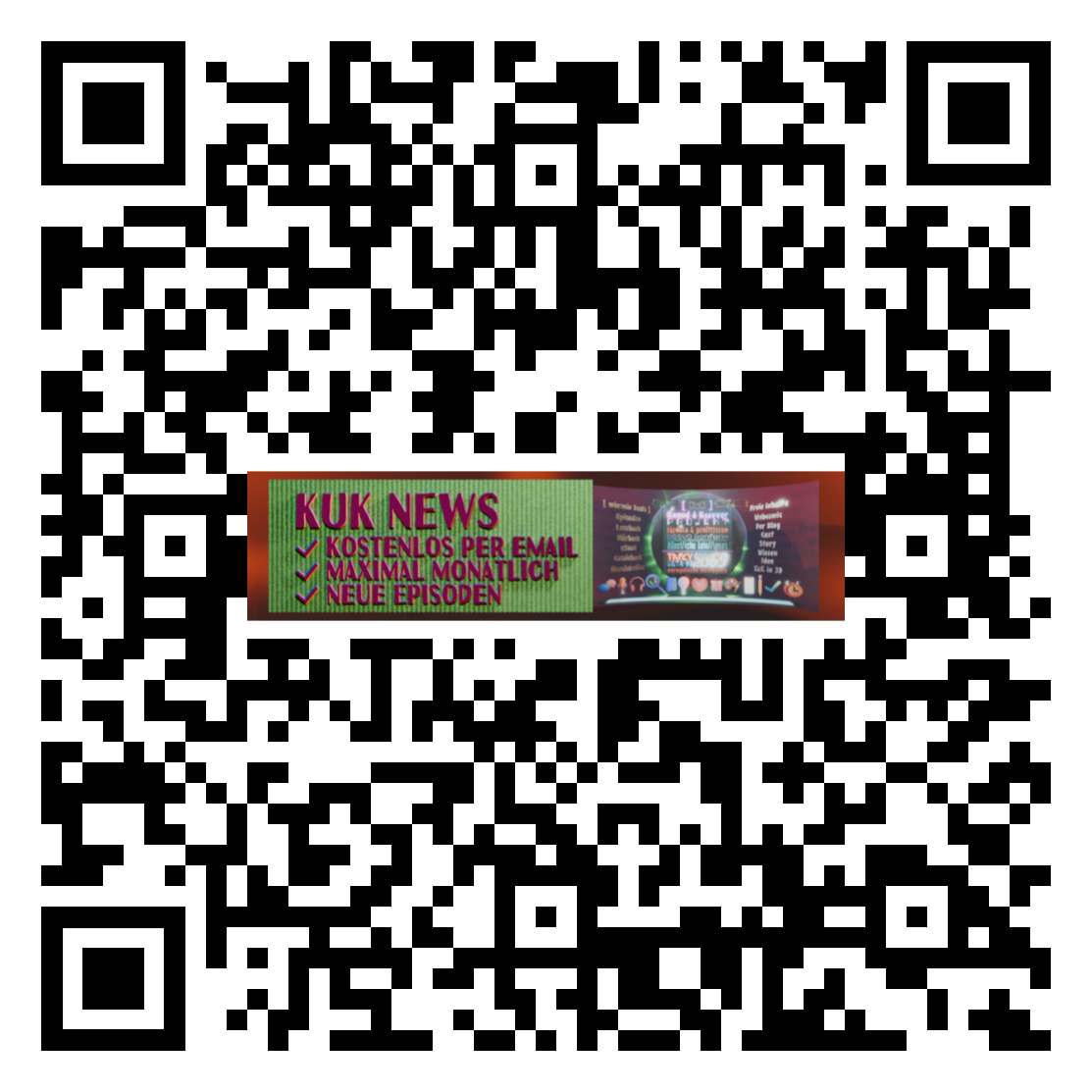 in den Steady Newsletter KUK NEWS per QR Code für das Knuud & Ksavver Projekt kostenlos eintragen