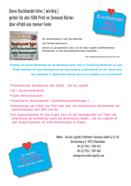 Waschzettel Anhang Buchhandel Infos [ wichtig ] 30% Rabatt & volles Remissionsrecht
